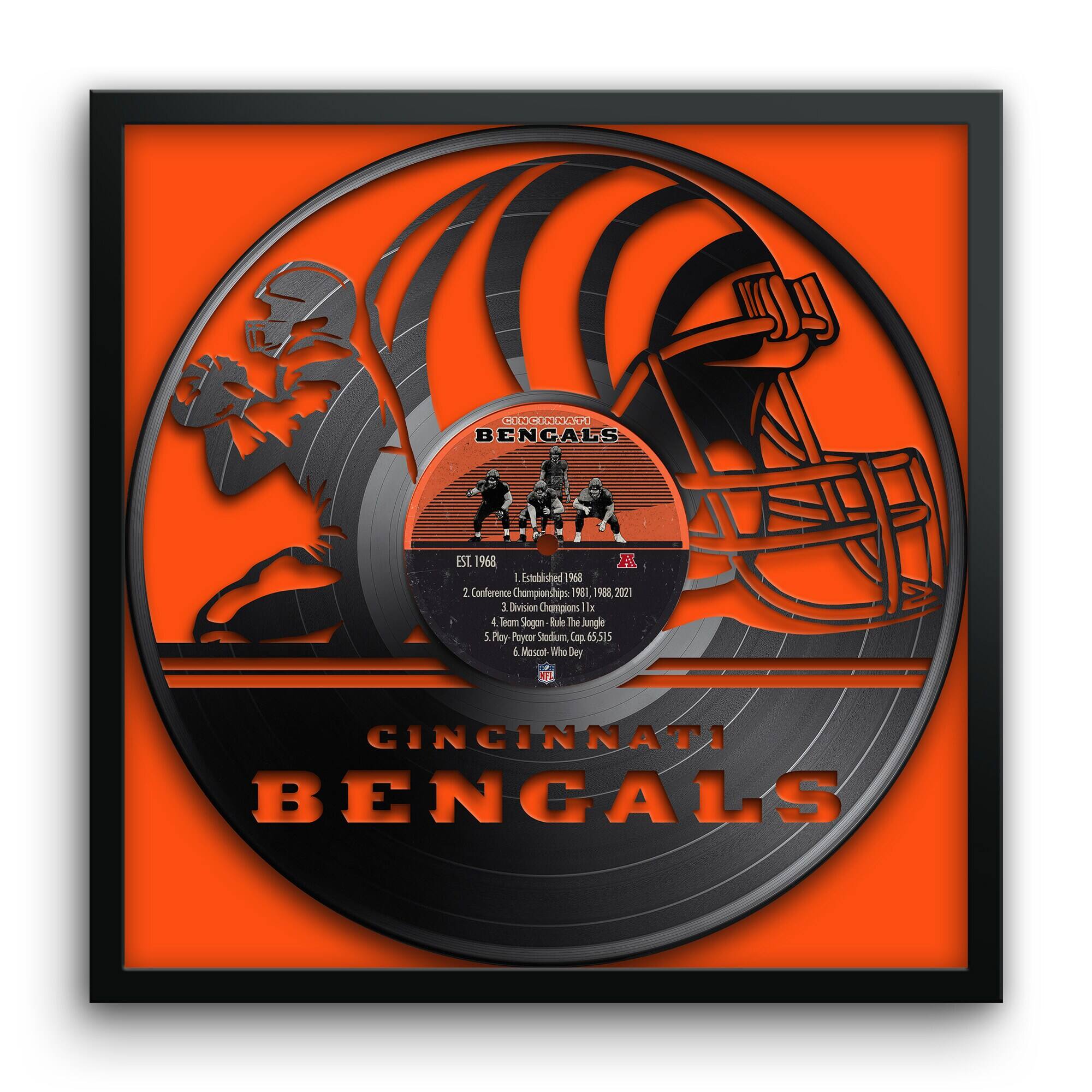 Cincinnati Bengals Framed 13" x 13" Vinyl Record Art Print