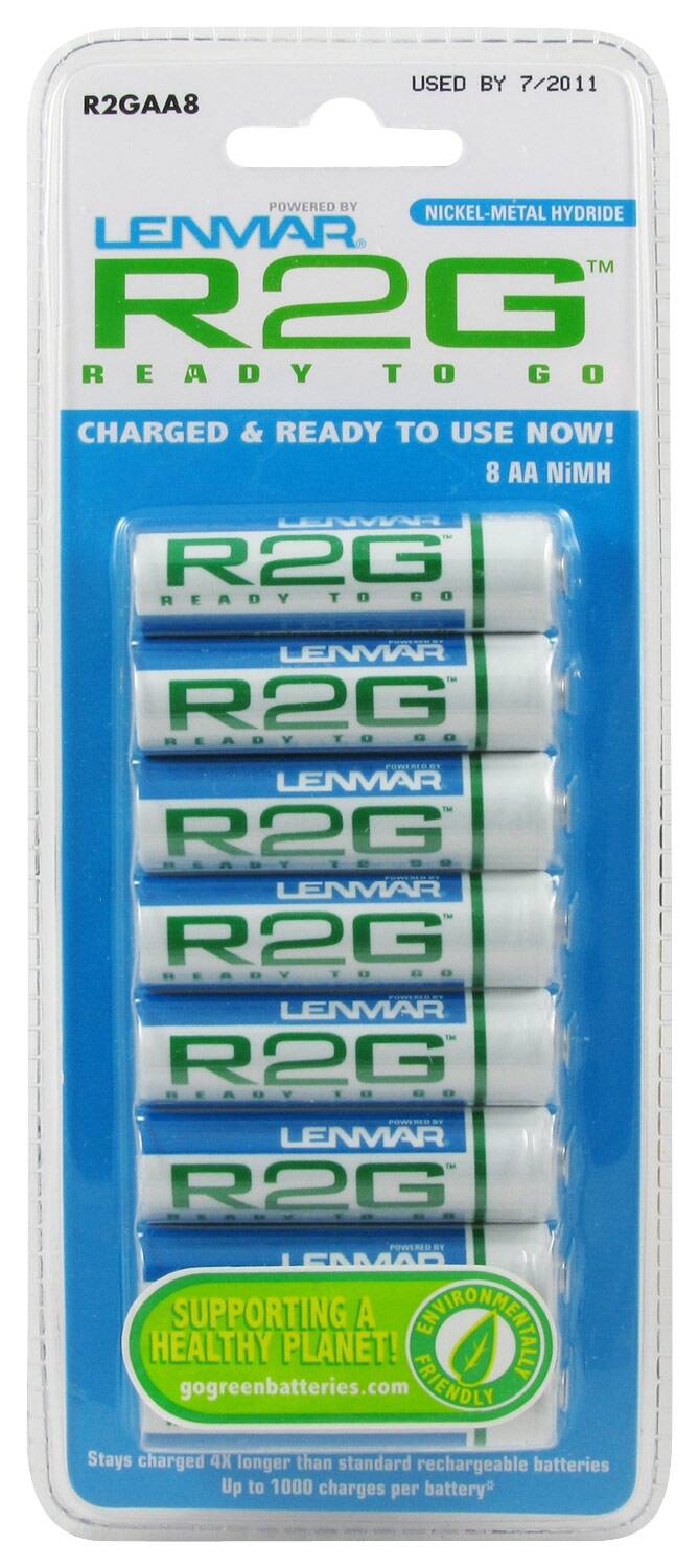 Front. Lenmar - R2G Ready to Go Rechargeable AA Batteries (8-Pack) - Blue.