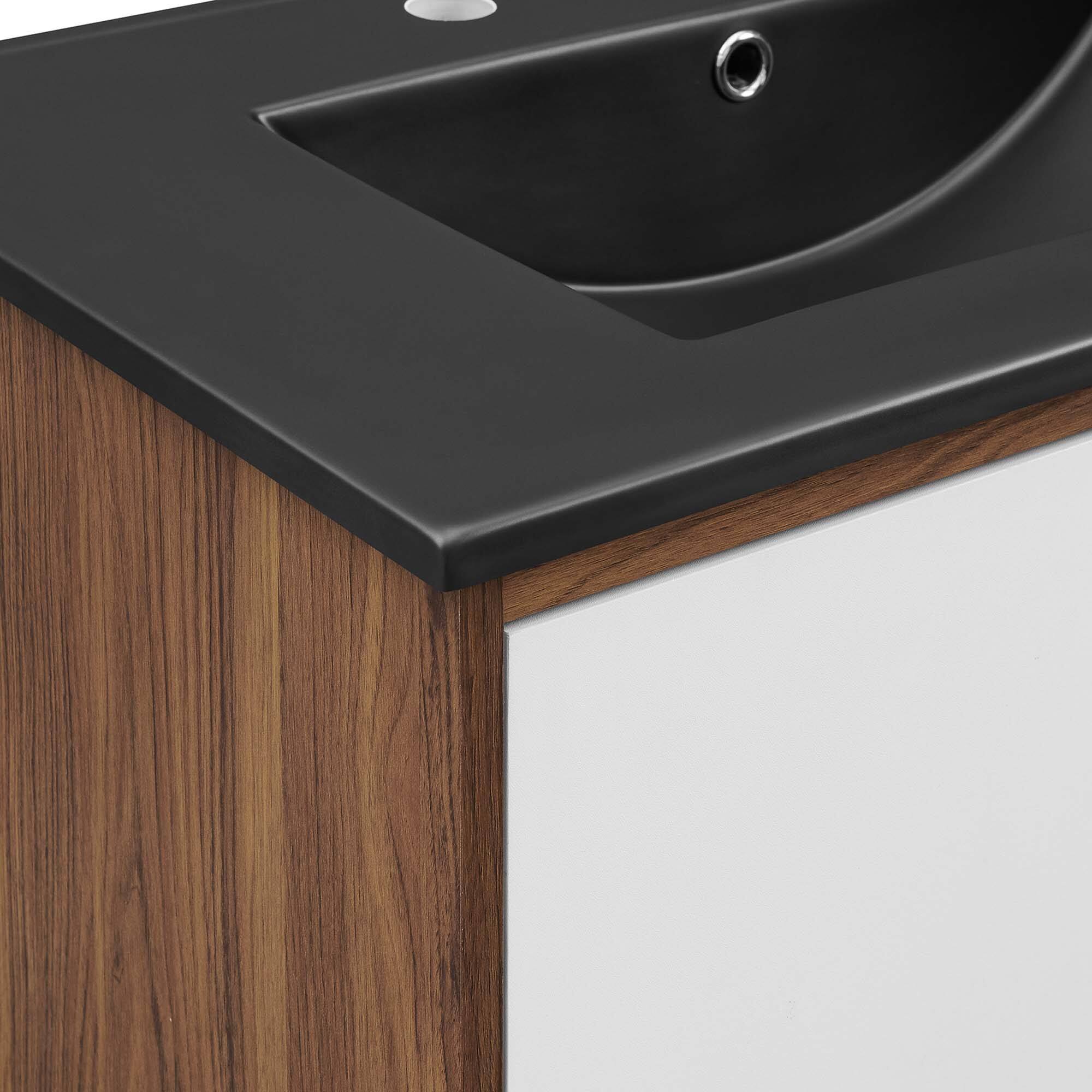 Alt View 6. Modway - Transmit Wall-Mount Bathroom Vanity Basin Included by Modway - Walnut Black.