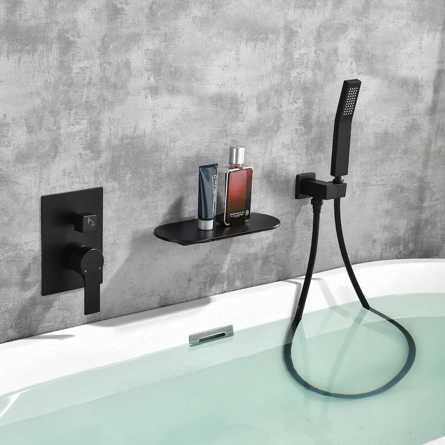 Modern Card Function Boyel Living Matte Wall Mount Bathtub Faucet Brass SUS304 2 Function ...