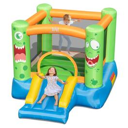 Costway - Inflatable Bounce House, Monster Theme Bouncy Castle with Slide, Stakes