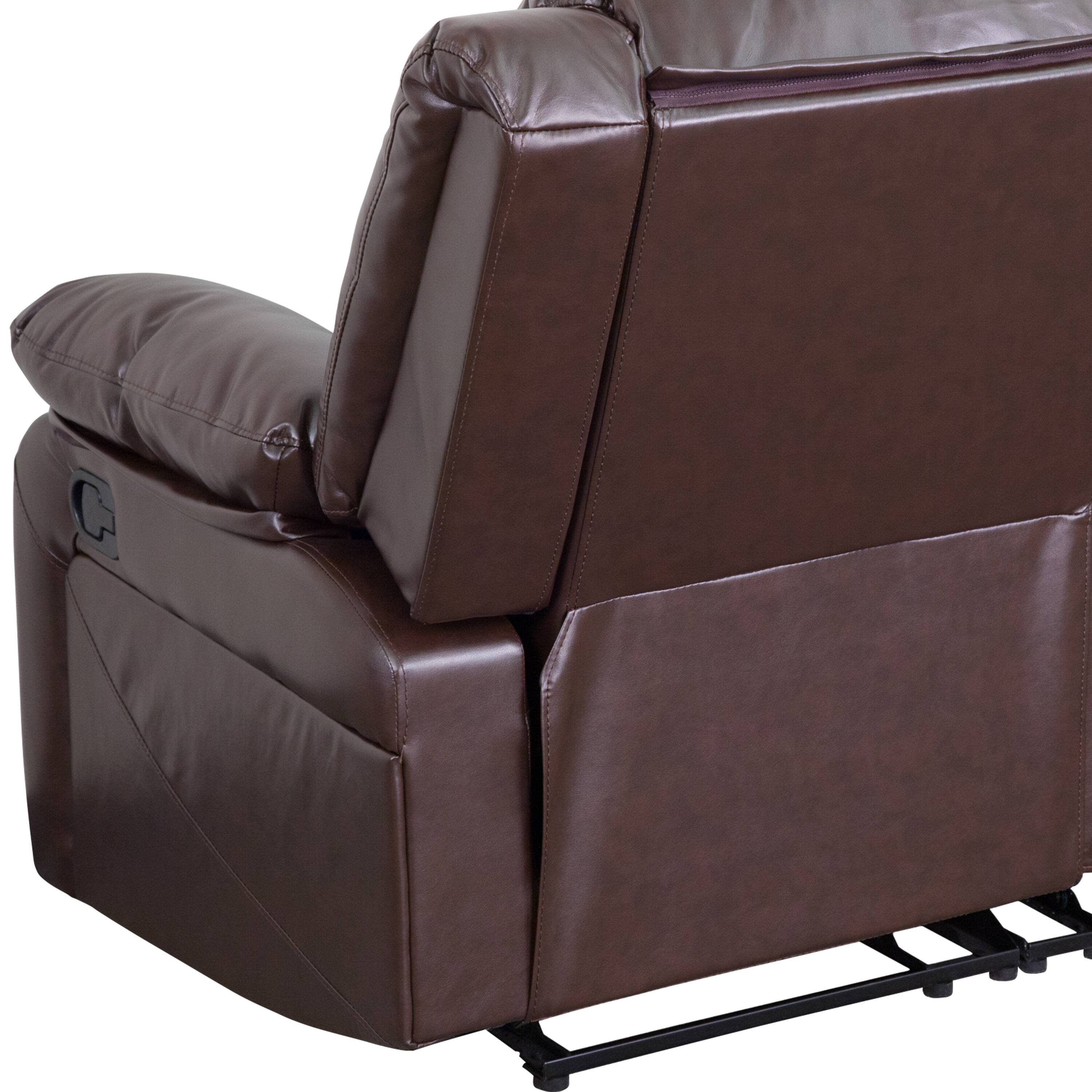 Alt View 9. Emma + Oliver - Bustle Back Loveseat with Two Built-In Recliners - Brown LeatherSoft.