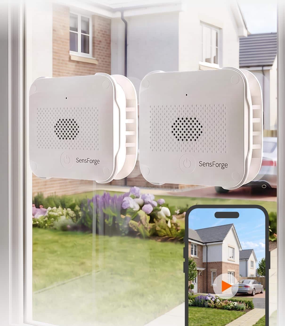 Sensforge - 2-Pack Wireless Indoor Window Security Camera, 1080P HD, Dual-Band WiFi, AI Human, Vehicle & Animal Detection