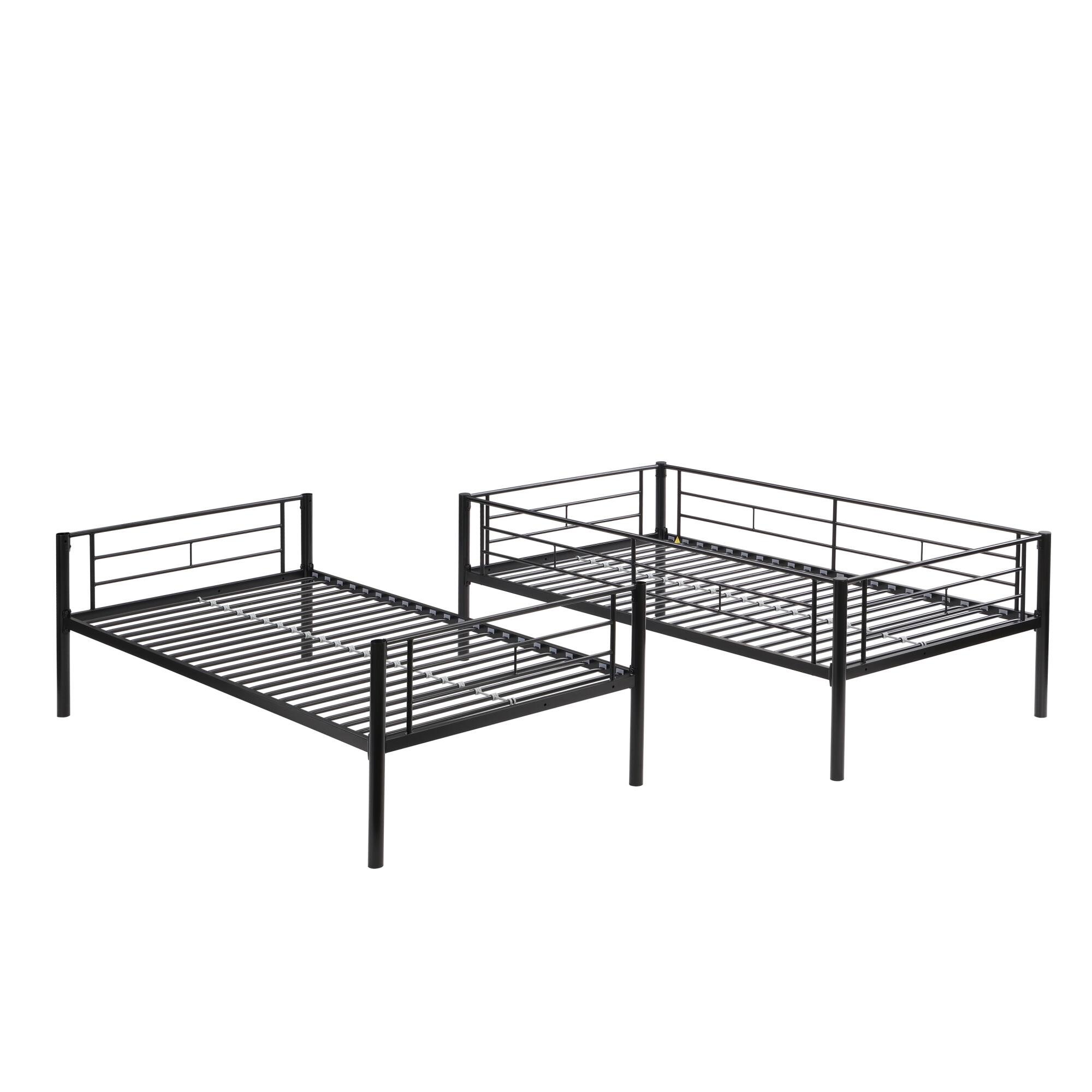 Alt View 7. GOODSILO - Space-Saving Twin Over Twin Metal Bunk Bed with Trundle for Kids and Teens Bedroom - Black.