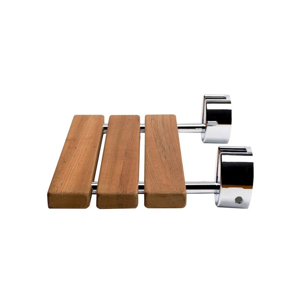 Alt View 1. Alfi - Polished Chrome 16" Folding Teak Wood Shower Seat Bench - Brown.