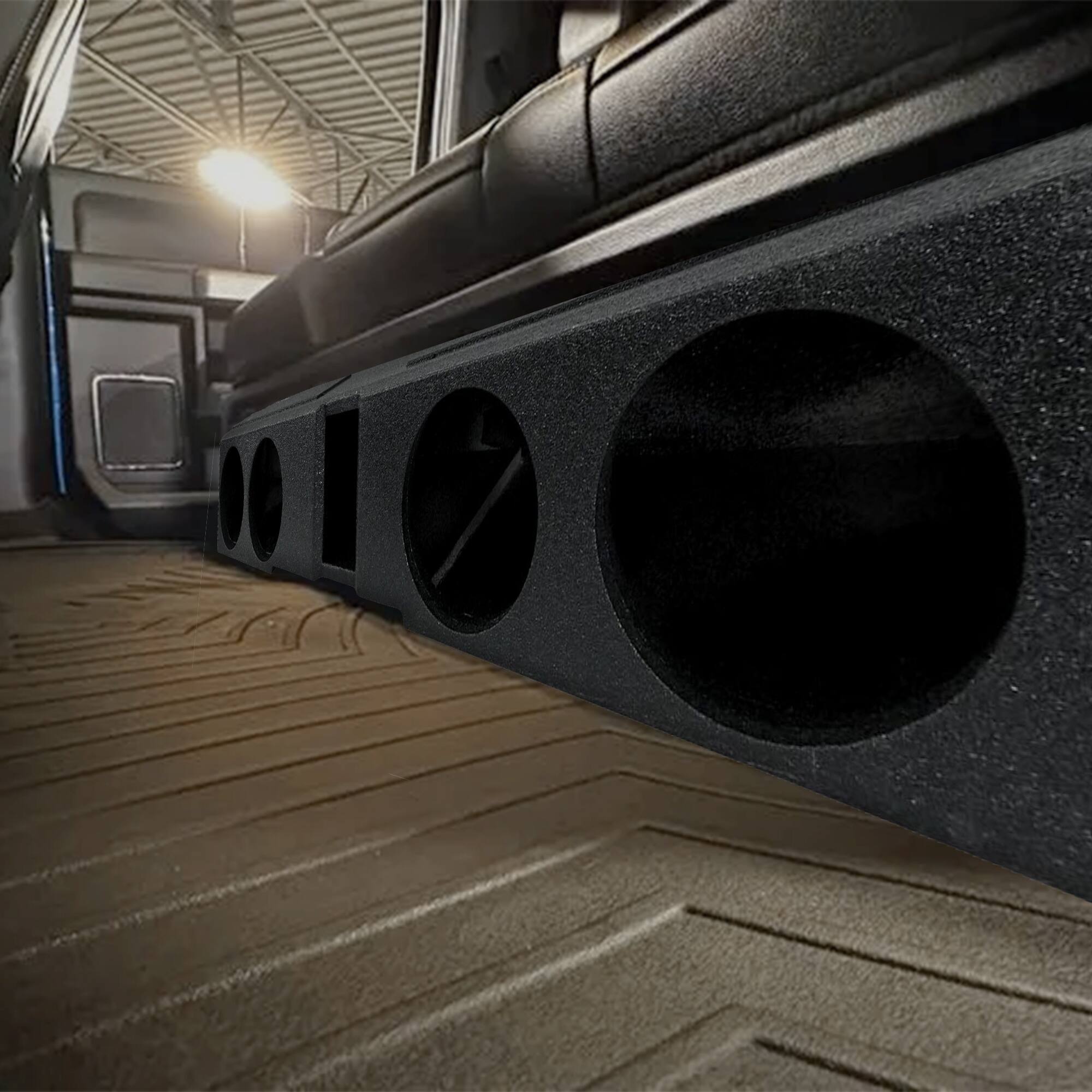 Alt View 3. QPower - QPower Quad 8" Sub Box - Ford F150 SuperCrew 09-25, F250/F350 Super Duty 17-25 - Charcoal Black.