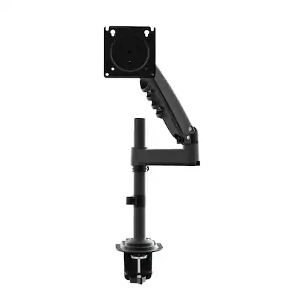 Front. HUANUO - Single Monitor Desk Mount with Gas Spring Arm and Height Adjustable Column - Black.