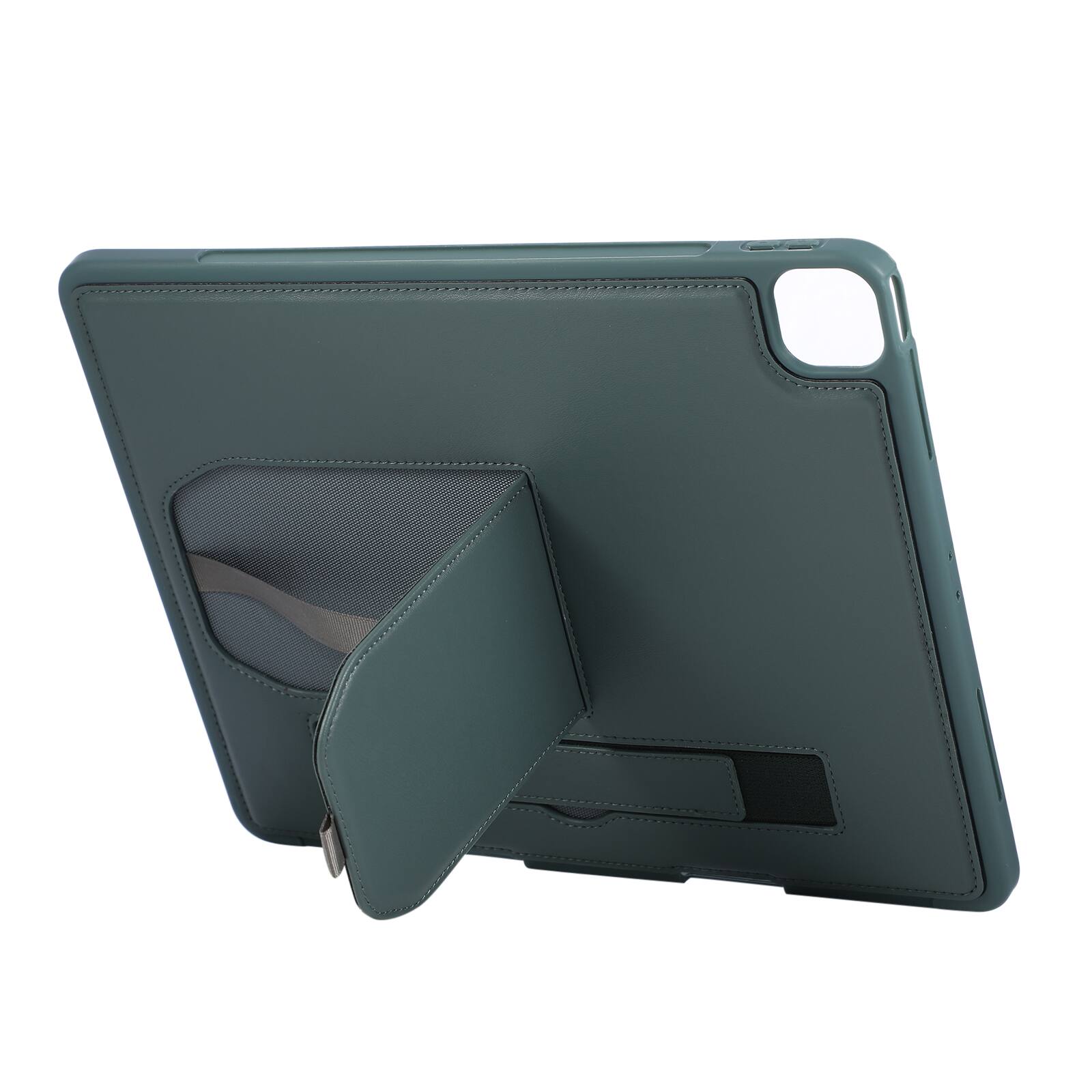 Alt View 3. Dteck - Shockproof Case for Apple iPad Air (M4) 13" 2026 with Hand Strap and Foldable Kickstand, PU Leather TPU Protective Cover - Darkgreen.