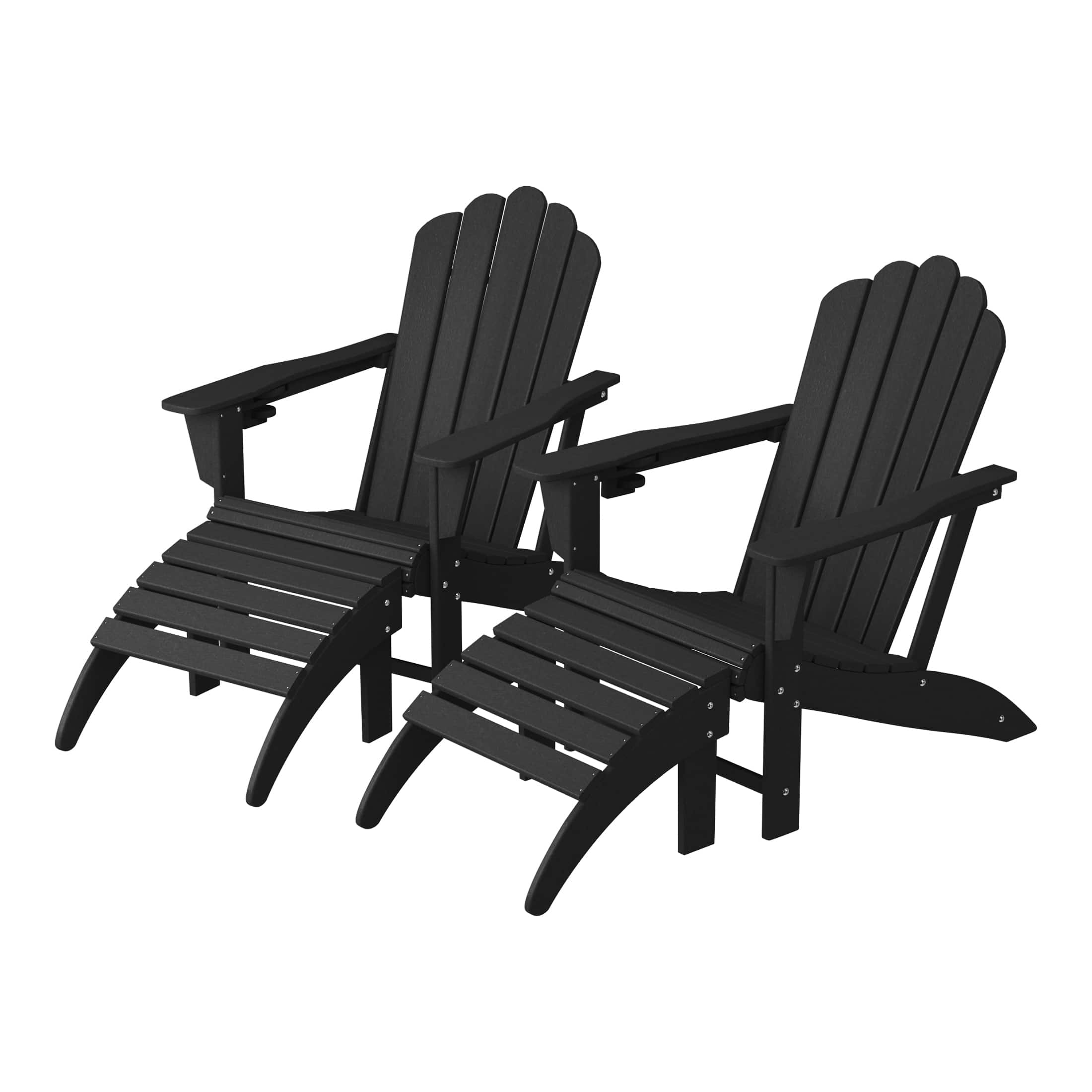 WestinTrends - Highland 4-Piece Outdoor Patio HDPE Adirondack Chairs With Ottomans and Cup Holder Set - Black price history on PriceWatchPro