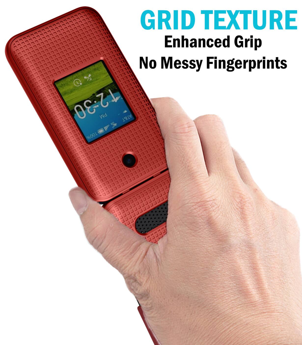 GRID TEXTURE  
Enhanced Grip  
No Messy Fingerprints  

12:30 PM  
AT&T  
100%