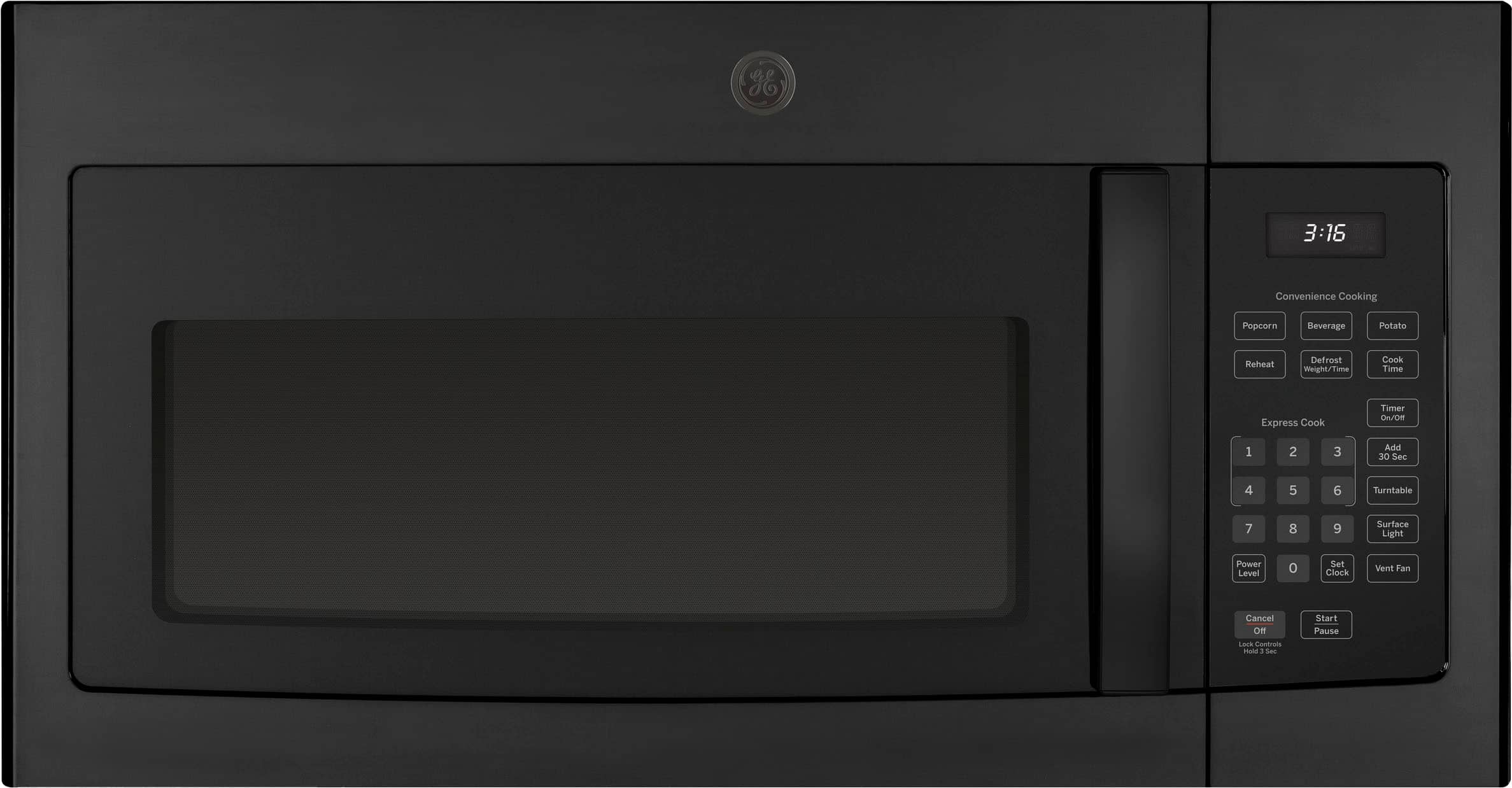 GE - 1.6 Cu. Ft. Over-the-Range Microwave with Convenience Cooking Controls - Black - Front_Zoom