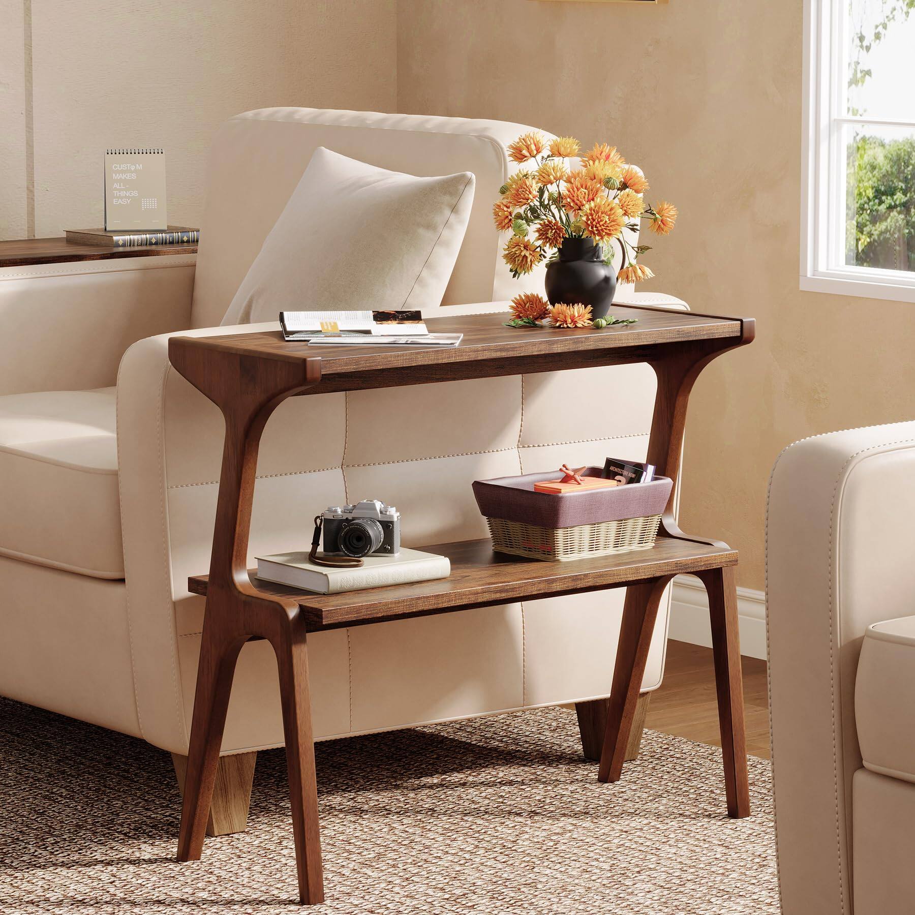 Tribesigns Solid Wood End Table Rustic Brown - Best Buy