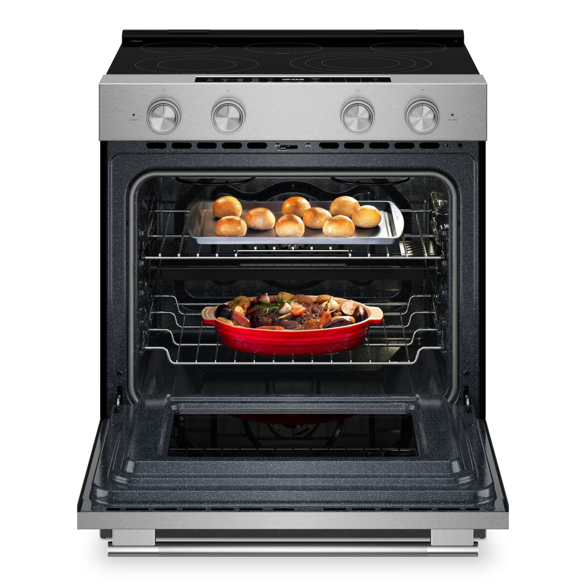 Angle. KitchenAid - KitchenAid - 5.3 Cu. Ft. Smart Slide-In Electric Range with Two Even-Heat Hyper Elements - Stainless Steel - Fingerprint Resistant Stainless Steel.