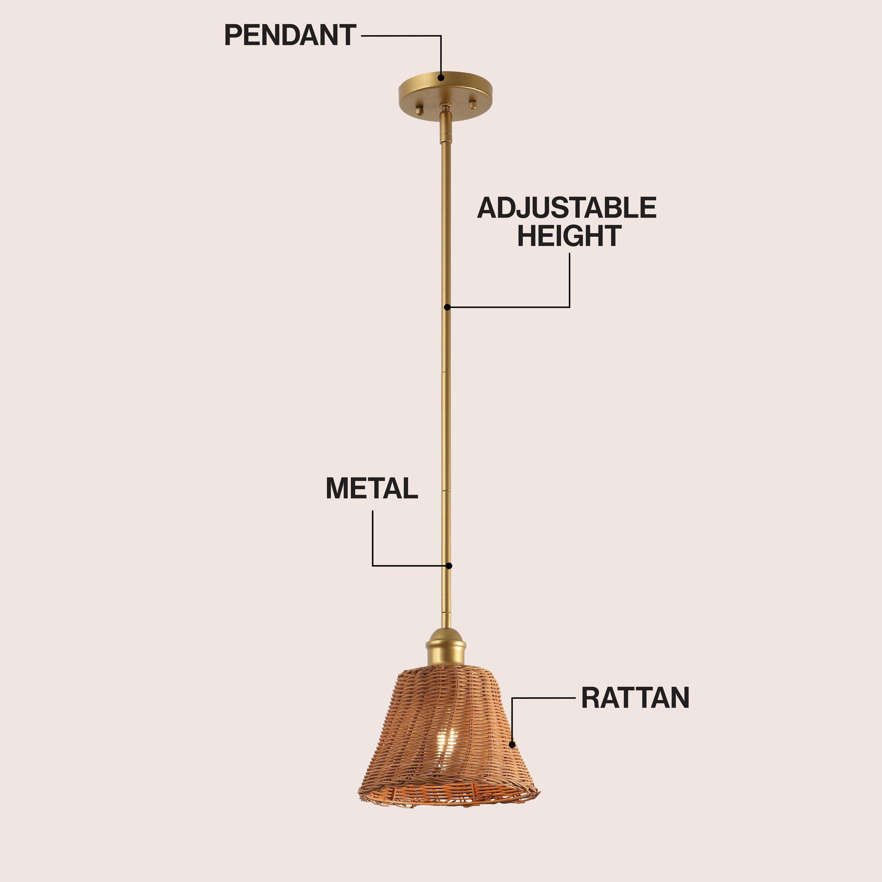 Pendant
Adjustable Height
Metal
Rattan