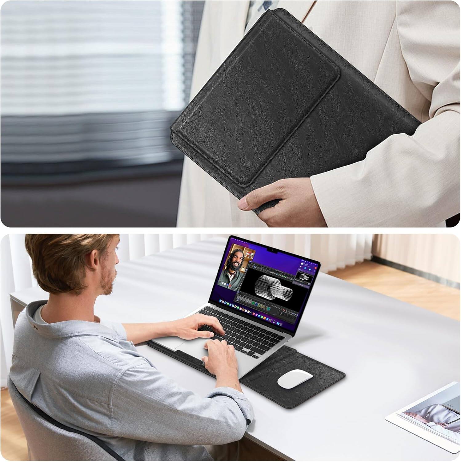 Alt View 3. Fintie - Sleeve Case for MacBook Neo 13 inch, MacBook Air 13.6/13.3 inch, MacBook Pro 13 inch, Slim Bag Cover with Stand - Black.