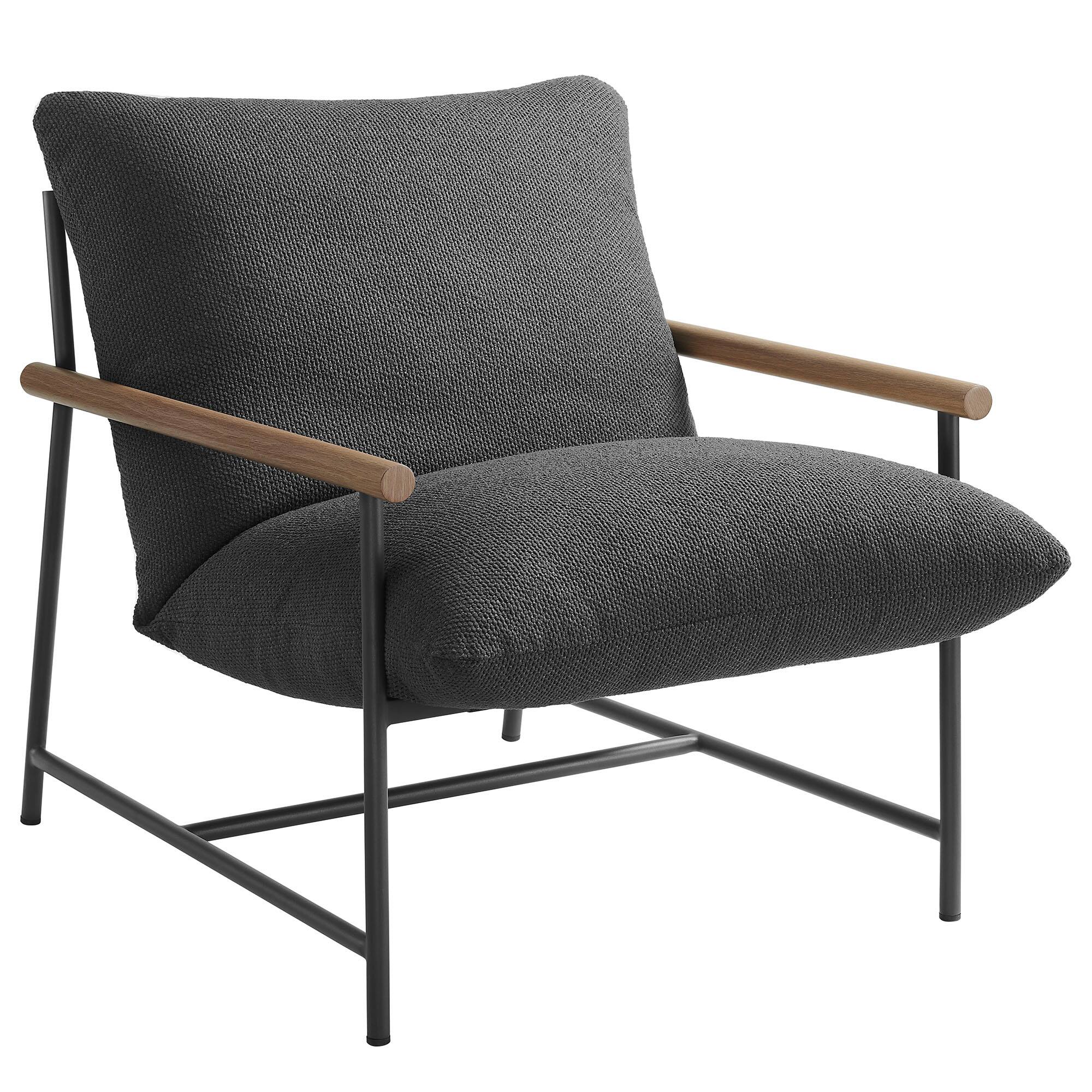 Alt View 3. Modway - Raya Outdoor Patio Boucle Lounge Chair and Ottoman by Modway - Charcoal.