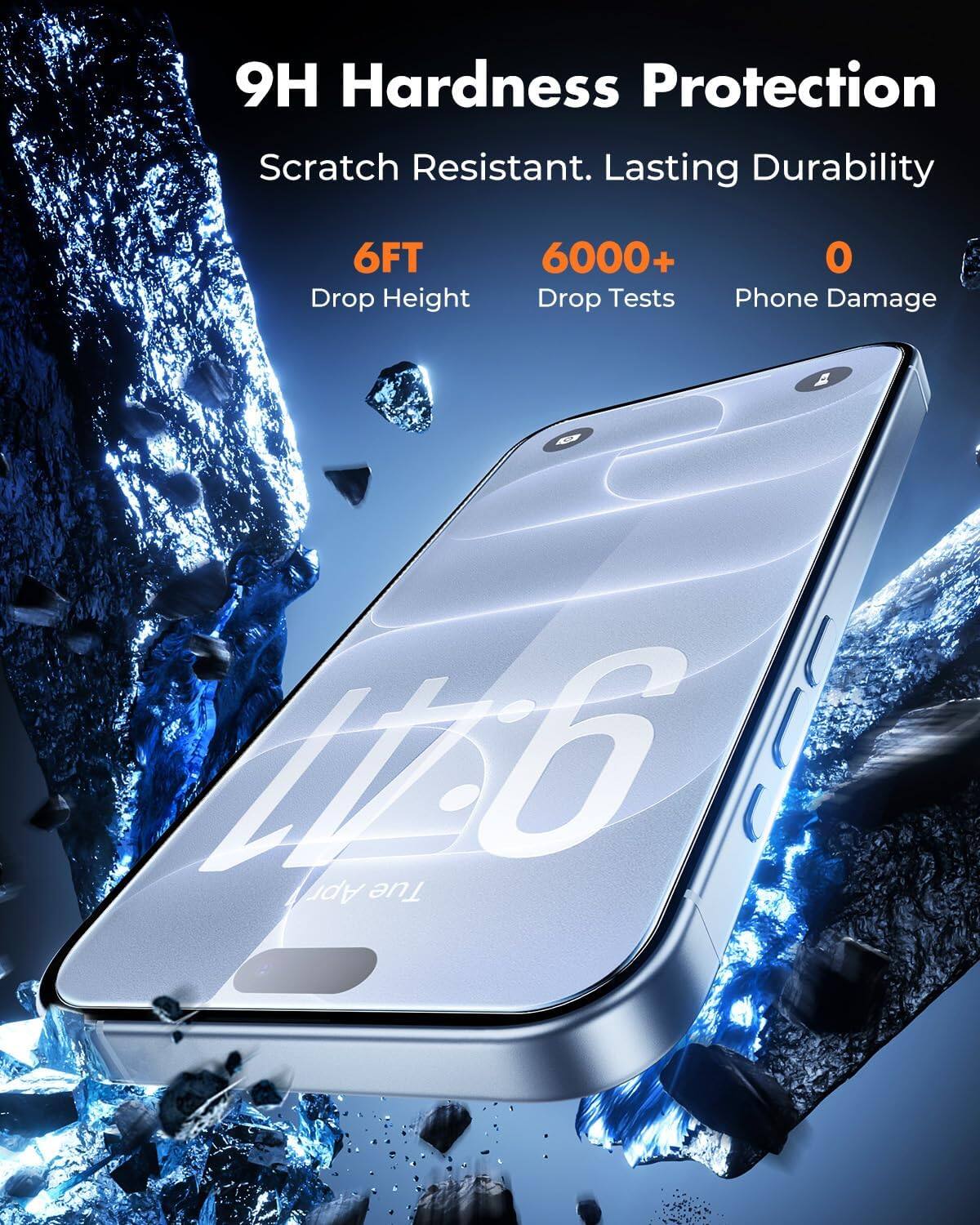 9H Hardness Protection  
Scratch Resistant. Lasting Durability  
6FT Drop Height  
6000+ Drop Tests  
0 Phone Damage  
A  
ttt-6 Apr Tue