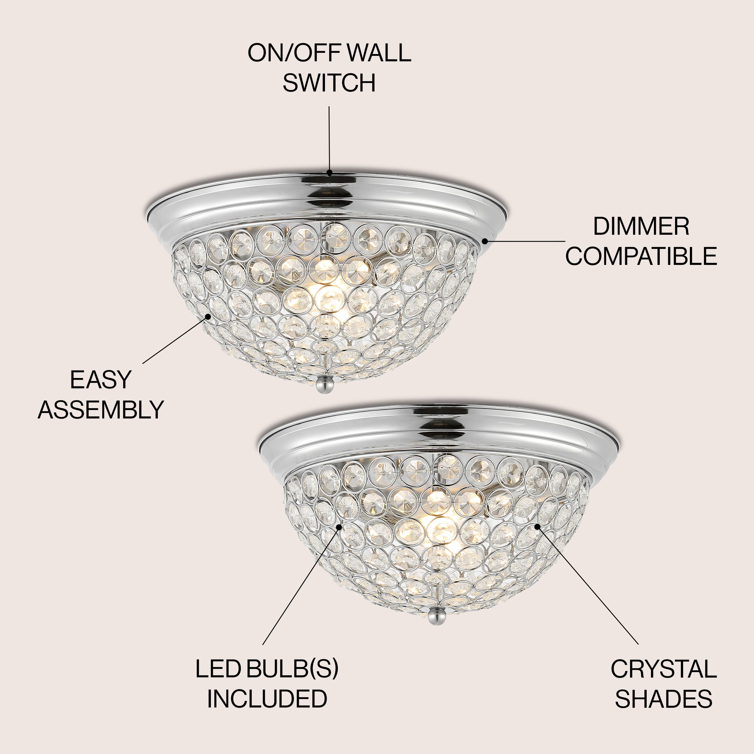ON/OFF WALL SWITCH  
DIMMER COMPATIBLE  
EASY ASSEMBLY  
LED BULB(S) INCLUDED  
CRYSTAL SHADES
