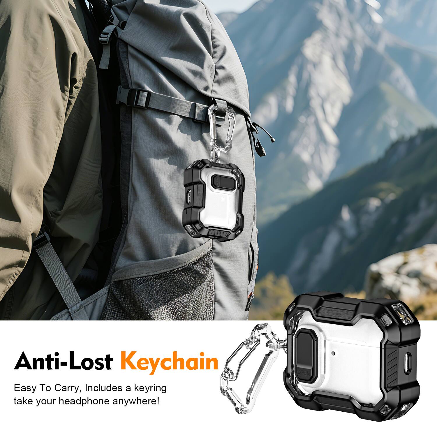 Anti-Lost Keychain  
Easy To Carry, Includes a keyring take your headphone anywhere!