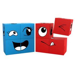 PicassoTiles - PICASSO-TILES 8 PC Mix and Match Emoticon Magnetic Building Puzzle Cubes Set for Kids Ages 3+ - Multicolor