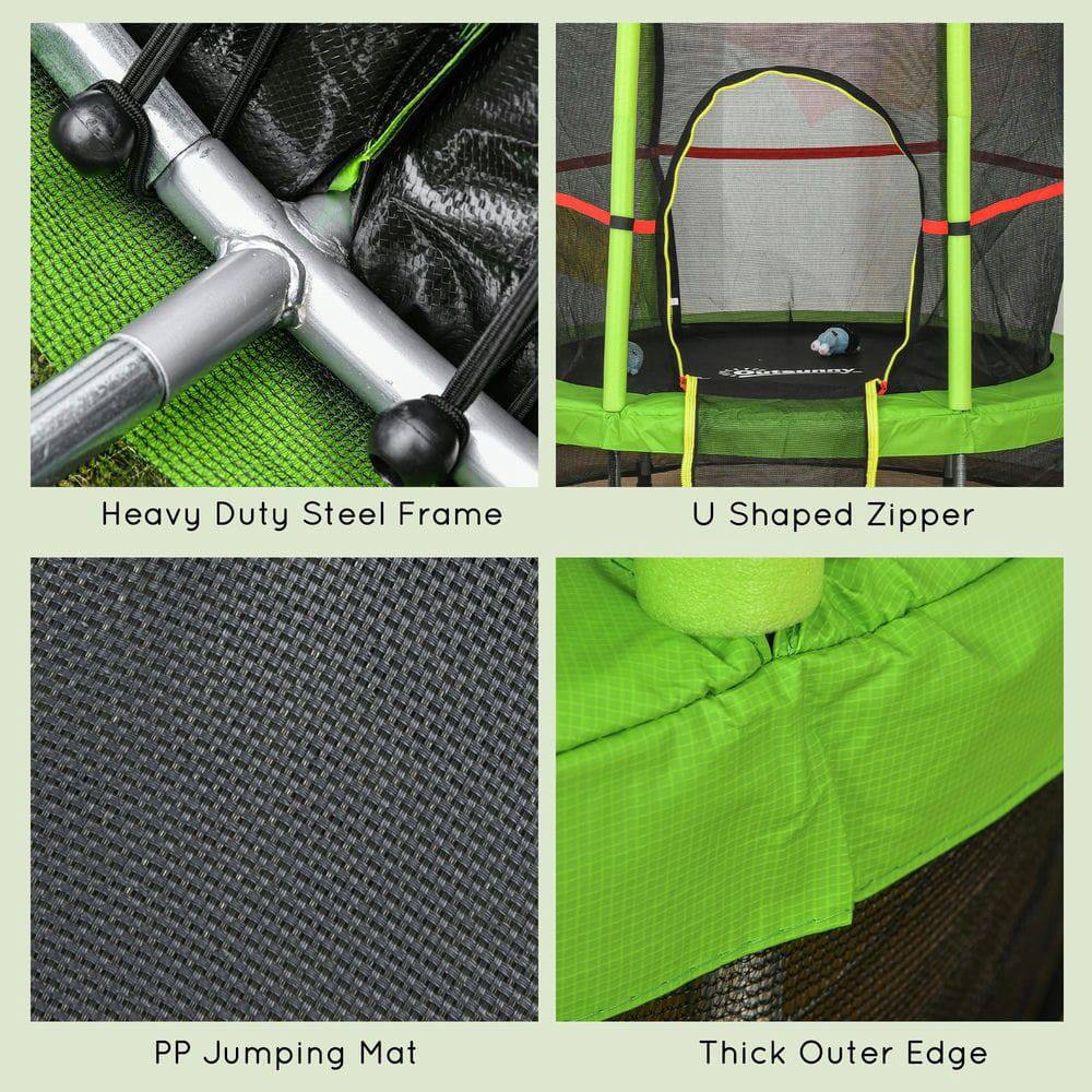 Heavy Duty Steel Frame  
U Shaped Zipper  
PP Jumping Mat  
Thick Outer Edge