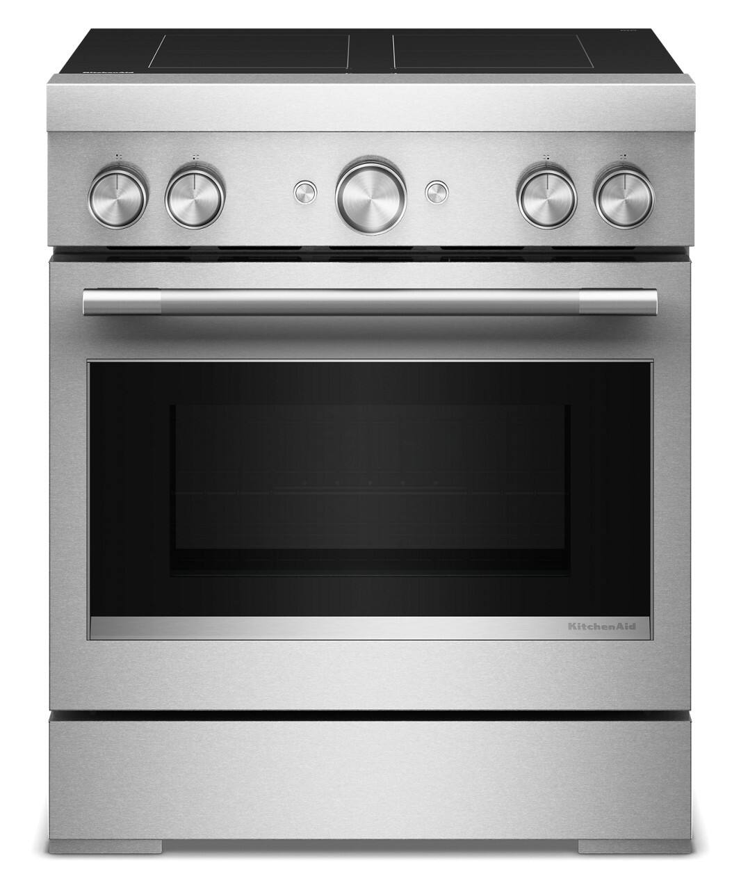 Front. KitchenAid - 4.1 Cu. Ft. Freestanding Electric Induction Commercial-Style Range with Air Fry and 4-Element - Stainless Steel.