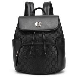 Elle - Compass 10L Vegan Leather Monogram Mini Backpack - Black