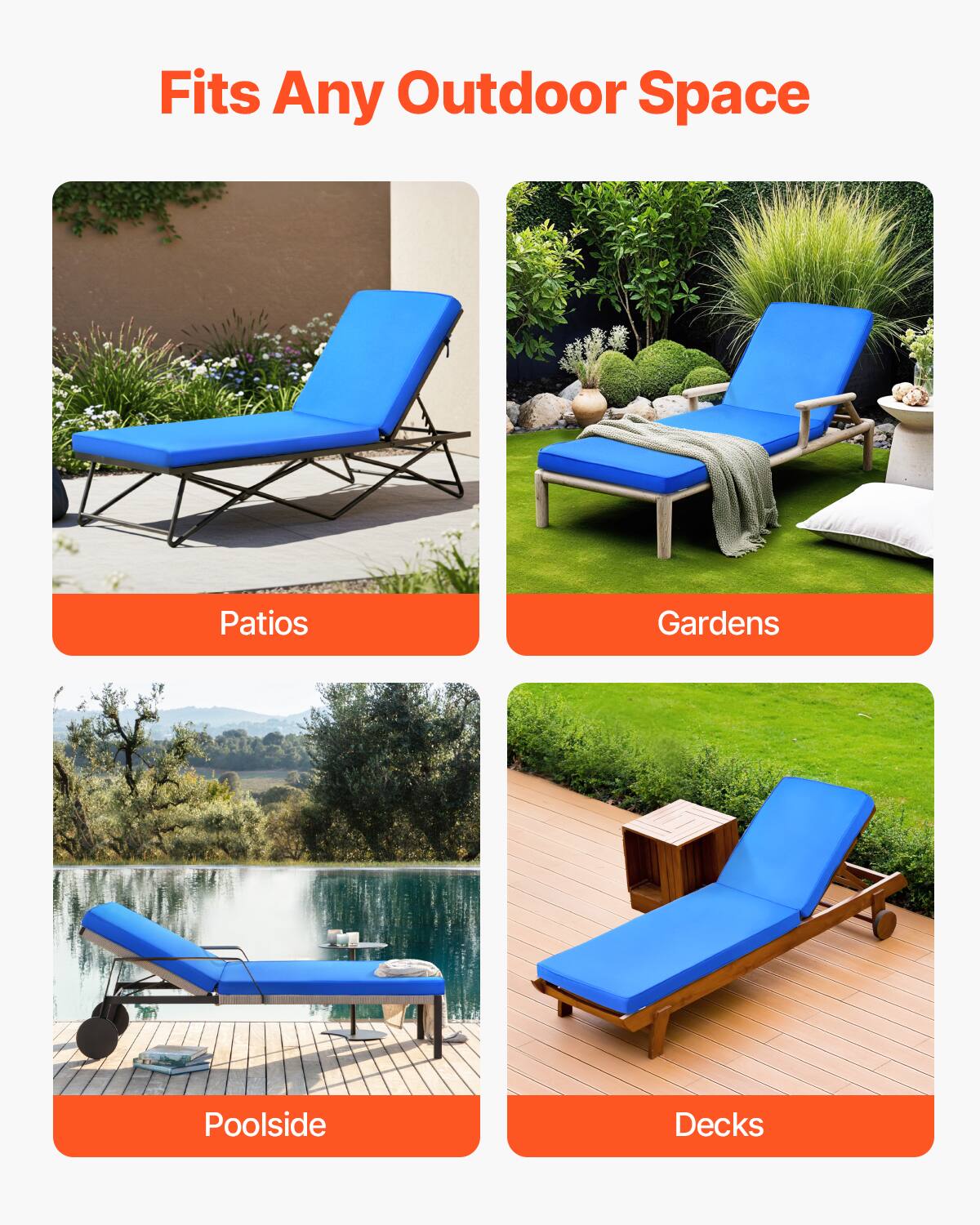 Fits Any Outdoor Space

- Patios
- Gardens
- Poolsides
- Decks