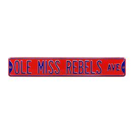 Authentic Street Signs - Ole Miss Rebels 6" x 36" College Ave Street Sign - Red
