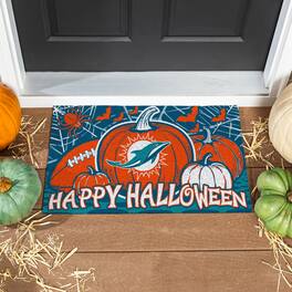 Evergreen Enterprises - Miami Dolphins 28" x 16" Happy Halloween Turf Door Mat - Multicolor
