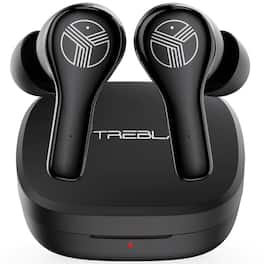 TREBLAB - WX8 - True Wireless Earbuds with Pure Sound, Soft Silicone Ear Buds, IPX8 Waterproof, 28H Play, Wireless Charging - Black