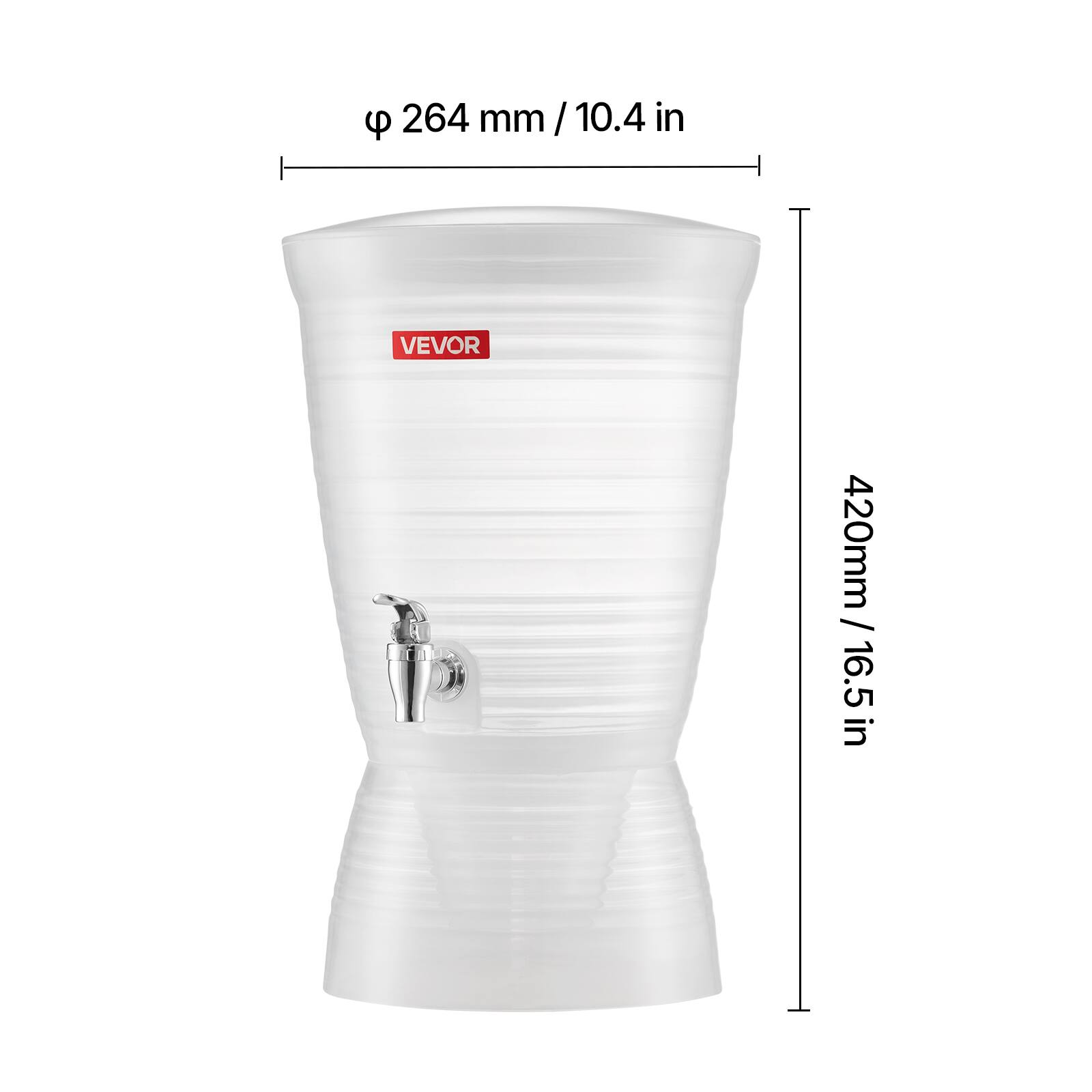 - Diameter: 264 mm / 10.4 in
- Height: 420 mm / 16.5 in
- Brand: VEVO