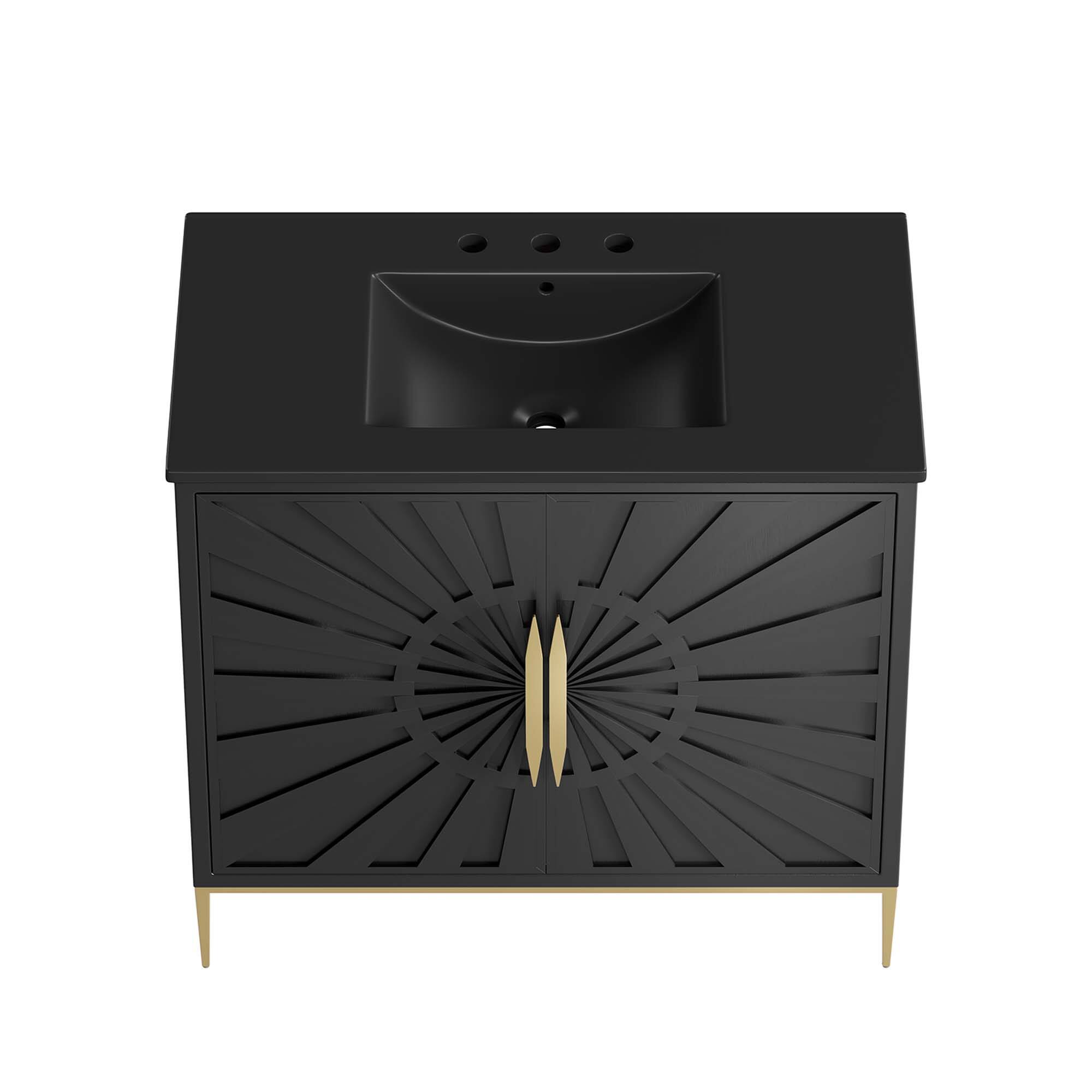 Alt View 5. Modway - Awaken Bathroom Vanity Basin Included by Modway - Black Black.