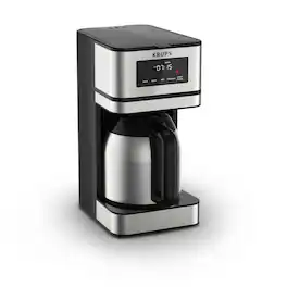 Krups - 12 Cup Coffee Maker with Digital Display, Simply Brew, Stainless Steel - Silver