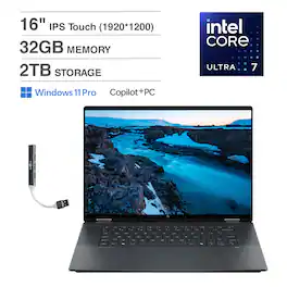 HP - OmniBook 2-in-1 Laptop 16.0 WUXGA Display (Intel Ultra 7-258V, 32GB LPDDR5X, 2TB PCIe SSD, Win 11 Pro) - Eclipse Gray