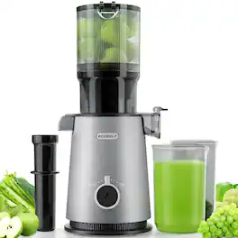 Aeitto - Cold Press Juicer,juicer machine with 4.35" Large Feed Chute Fit Whole Fruits and Vegetables & Easy to Clean - Gray
