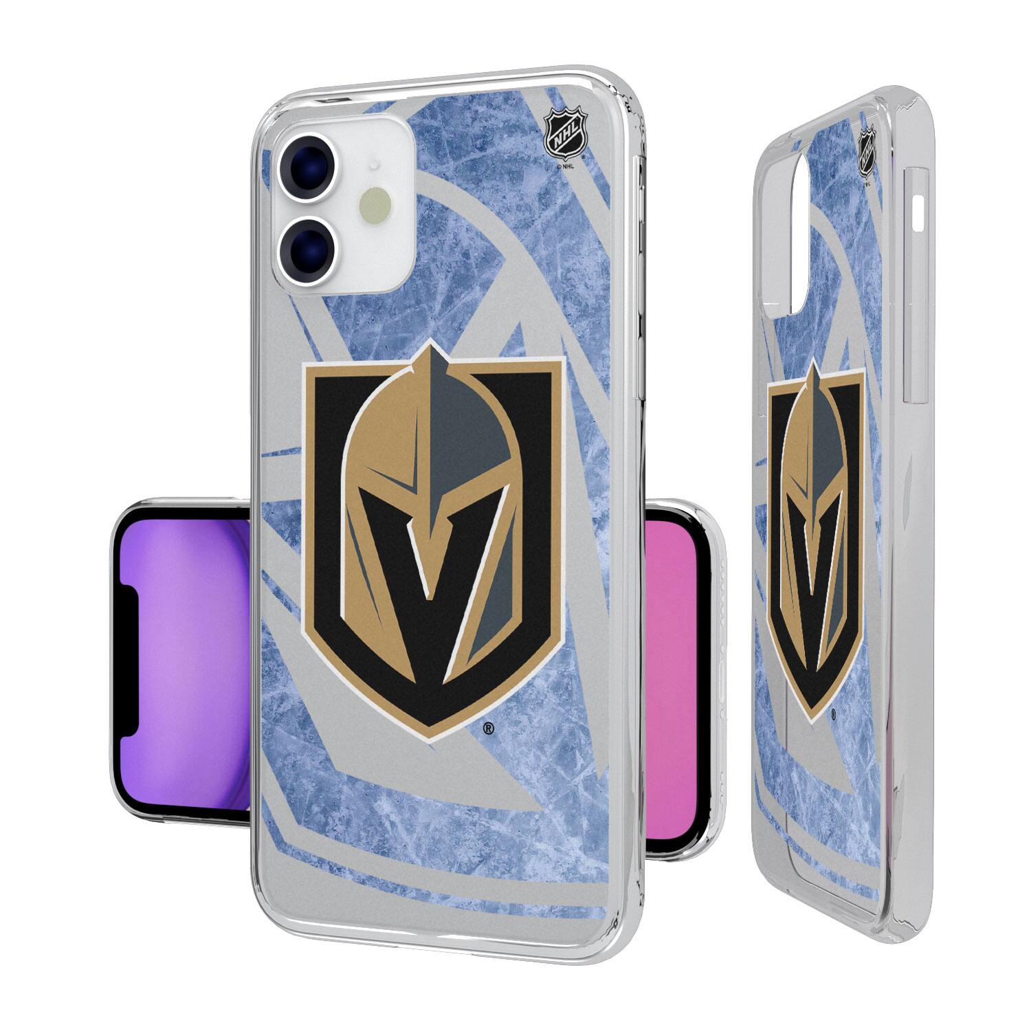 Alt View 1. Keyscaper - Vegas Golden Knights iPhone Clear Ice Case - 14 Pro - Multicolor.