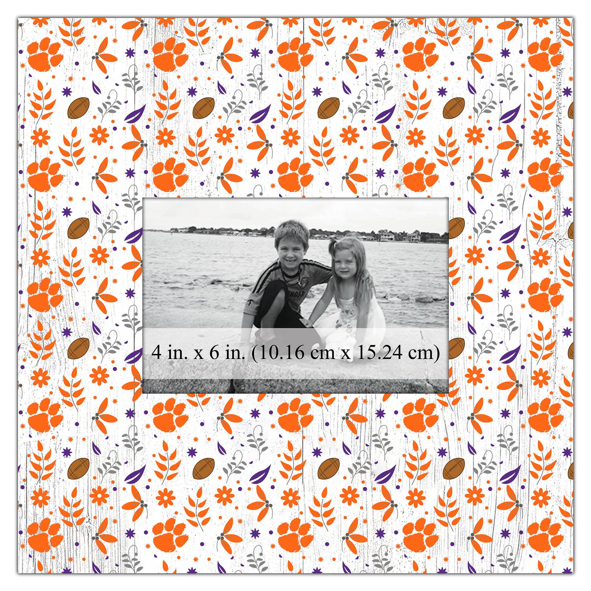 Clemson Tigers 10'' x 10'' Floral Pattern Frame