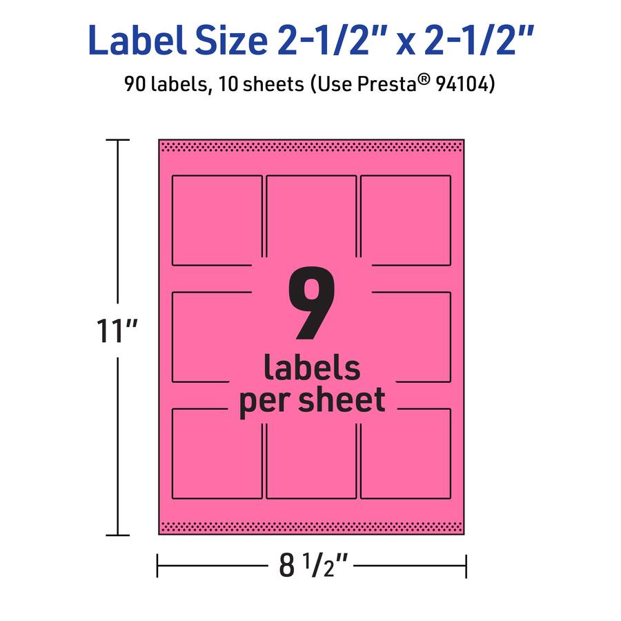 Printable High Alert Labels Avery Printable Square Labels, Bright 2.5