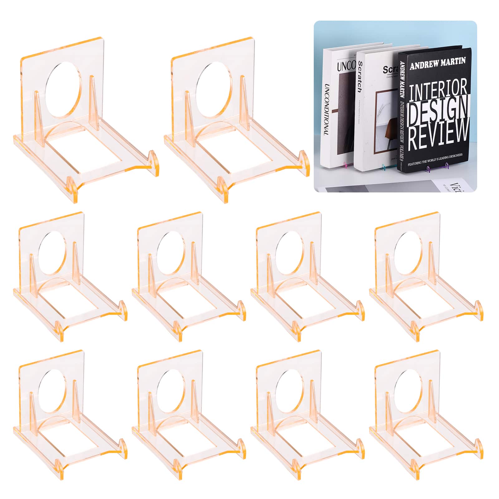 Unique Bargains - 10pcs Book Display Stands, 2" Adjustable Display Holder Mini Clear Easel Collector Stand for Comics, Magazines, DVDs