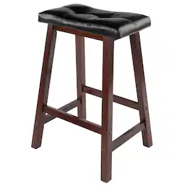 Winsome Wood - Mona Cushion Saddle Seat Counter Stool - Walnut/Black