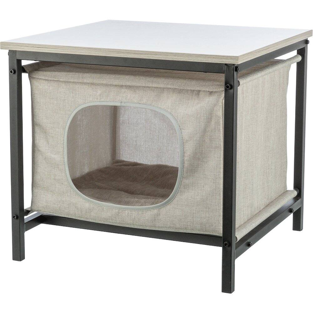Alt View 2. TRIXIE - Emmie Indoor Cat Condo, Cat Bed Side Table, Cat Hideaway Cave with Cozy Cushion - Gray.