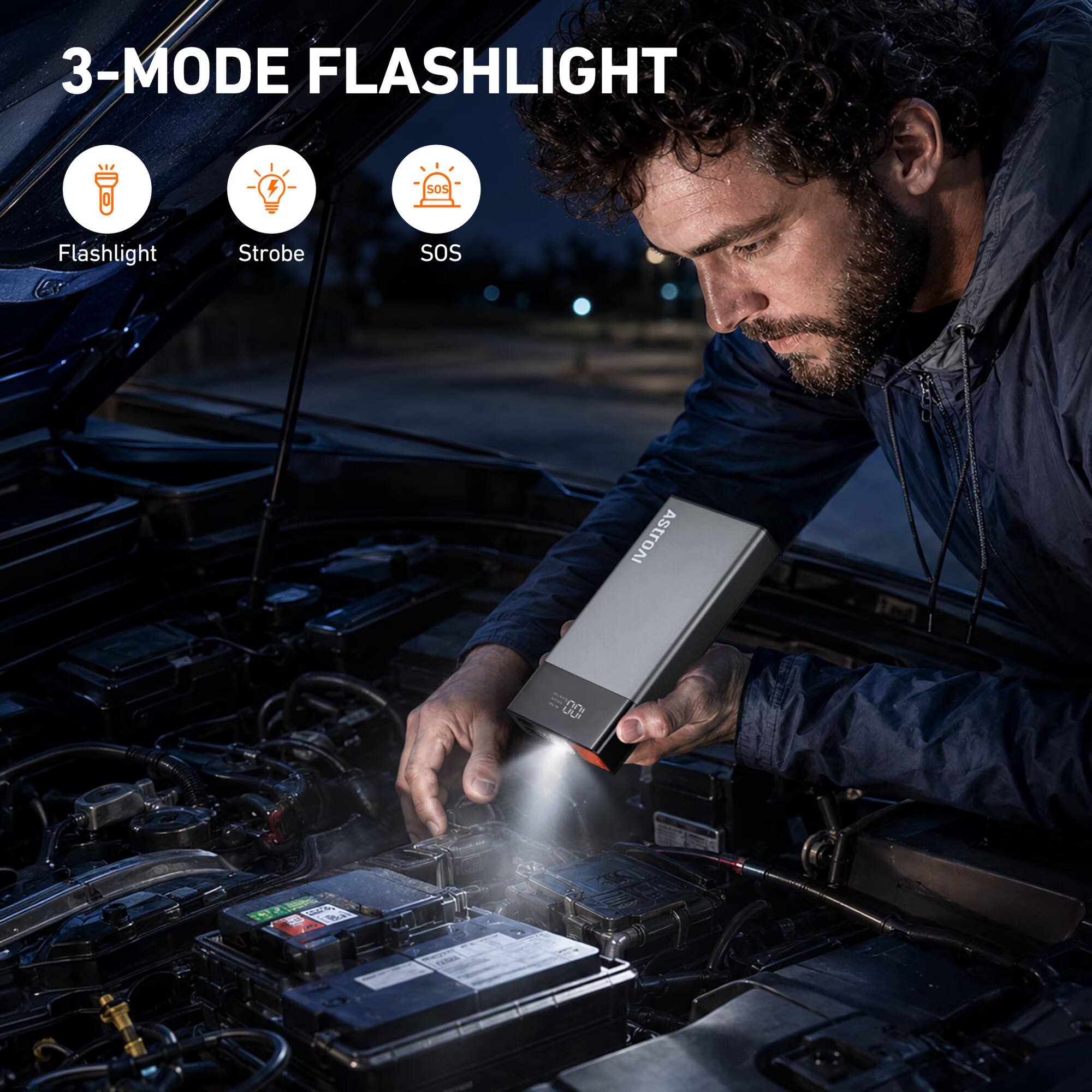 3-MODE FLASHLIGHT

Flashlight
Strobe
SOS