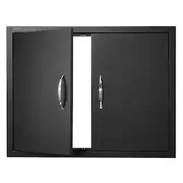 VEVOR - BBQ Access Door, 788x610 mm Double Outdoor Kitchen Door, Cold Plate Flush Mount Doors, Wall Vertical Doors with Handles - Black