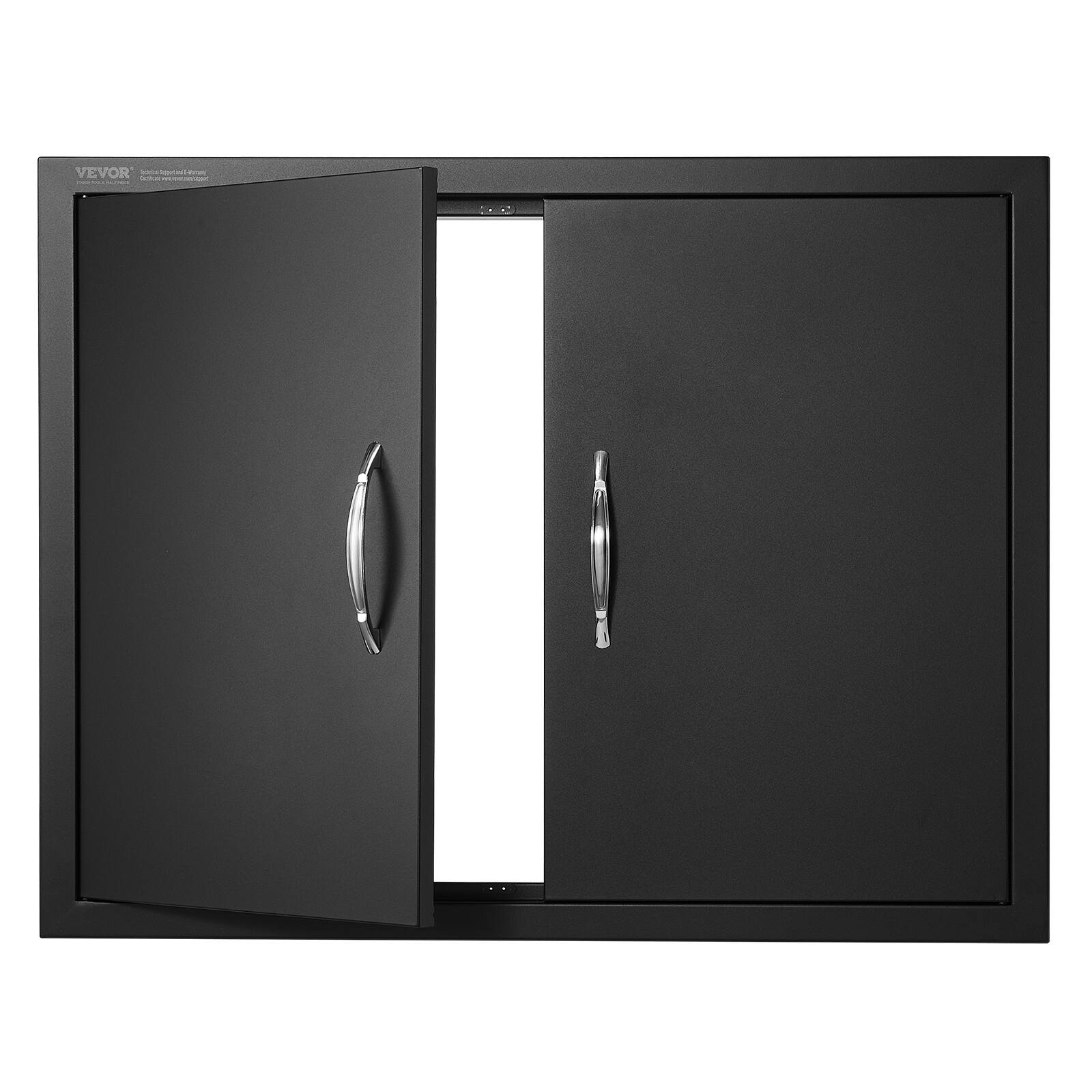 Front. VEVOR - BBQ Access Door, 788x610 mm Double Outdoor Kitchen Door, Cold Plate Flush Mount Doors, Wall Vertical Doors with Handles - Black.