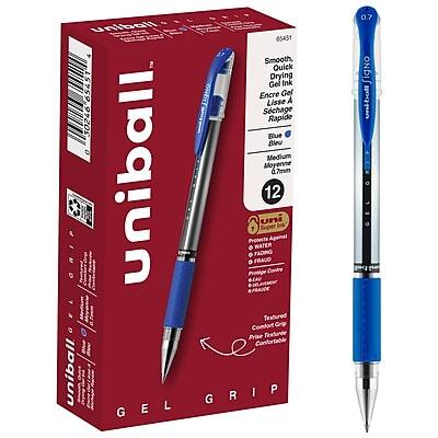 uni-ball - Gel Grip Gel Pens, Medium Point, 0.7mm, Blue Ink, 12/Pack (65451)
