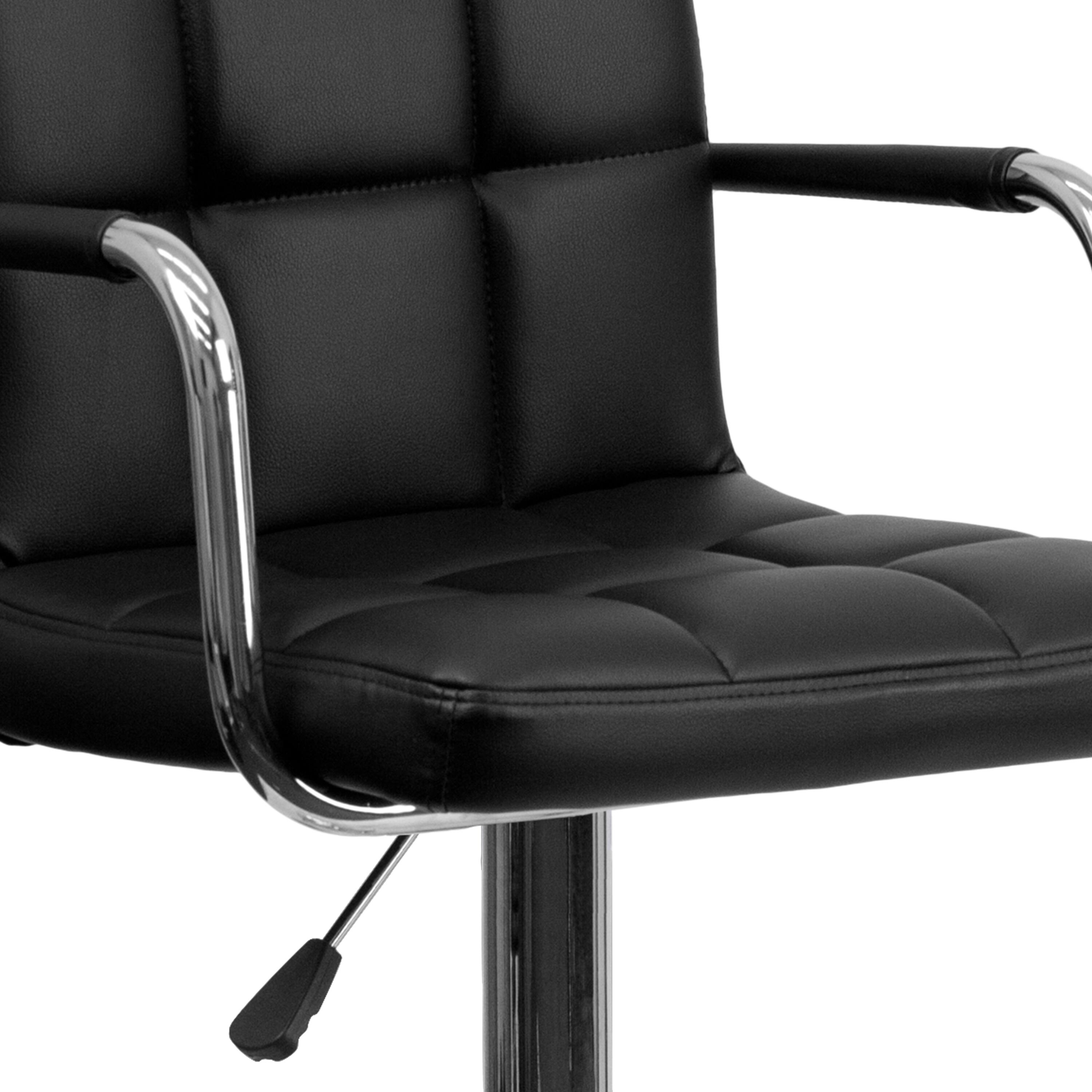 Alt View 9. Emma + Oliver - Contemporary Quilted Vinyl Adjustable Height Barstool with Arms - Black.