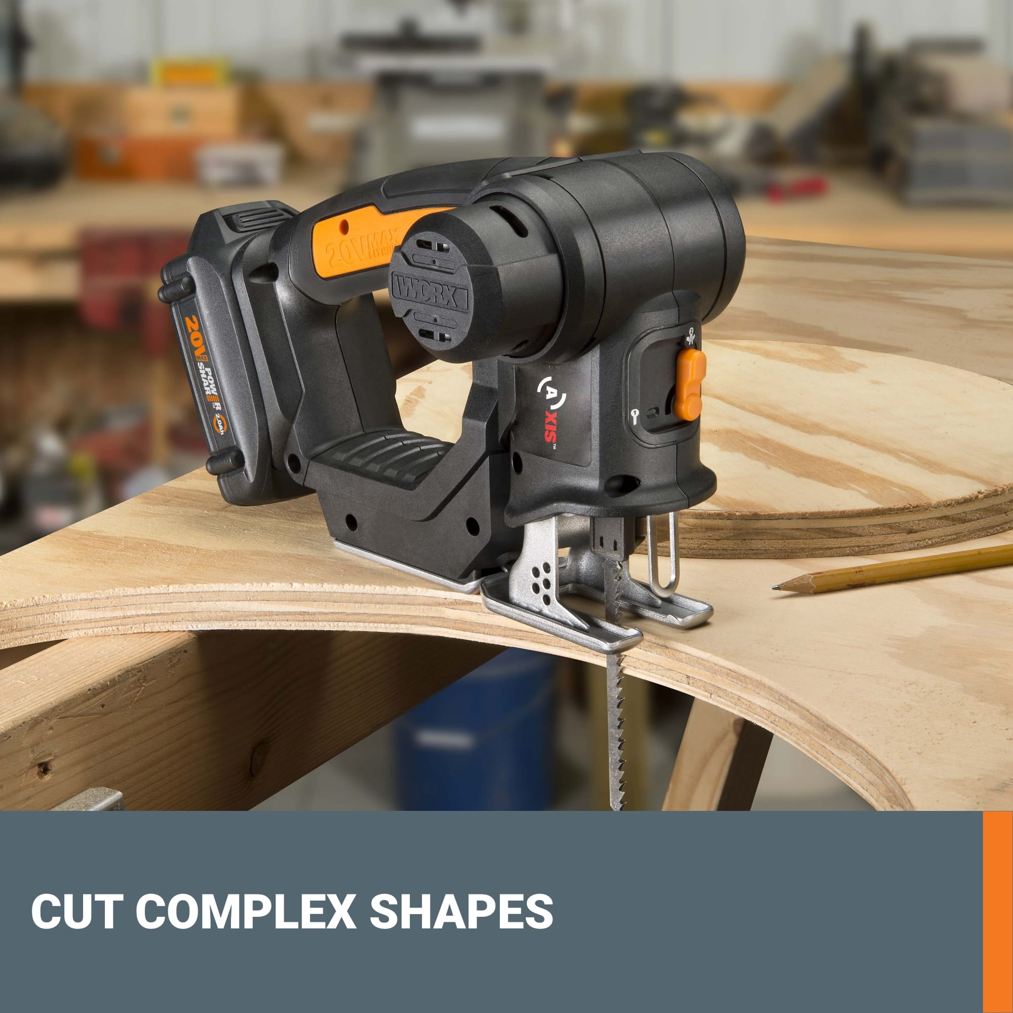 WORX Axis 20V Cordless Brushless Reciprocating & Jig Saw (1 x Battery