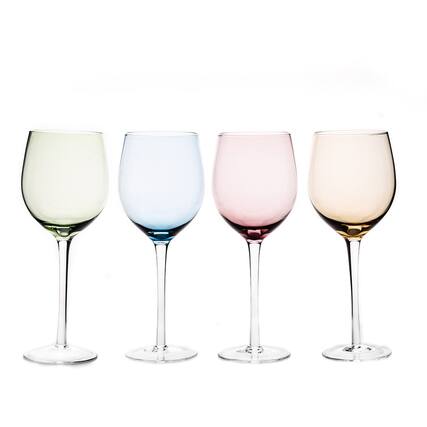 Front. BreeBe - Colorful Stemmed Wine Glass (15.5 oz. set of 4) - Multi.