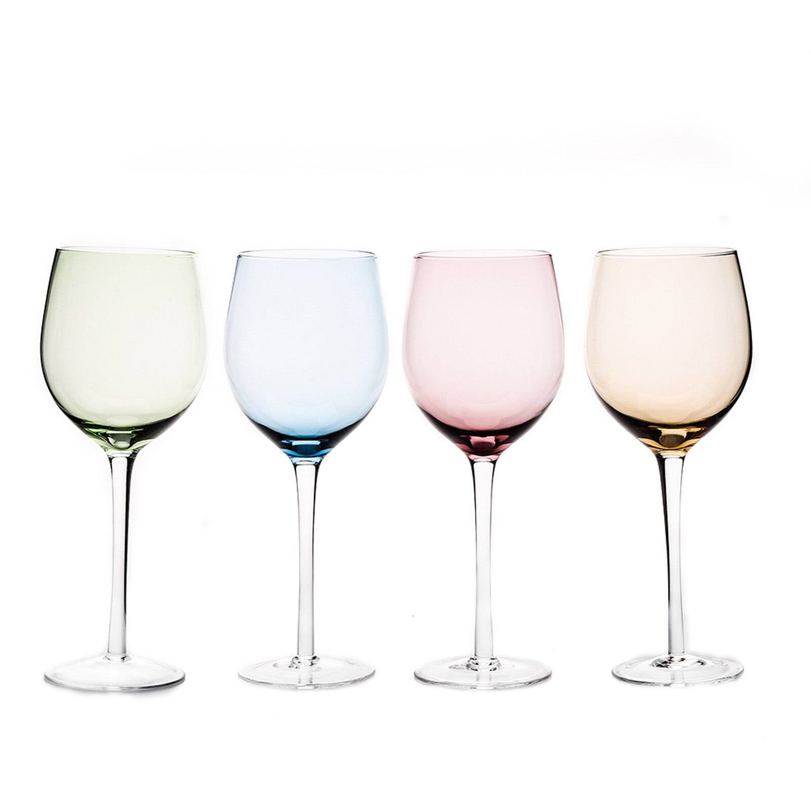 Front. BreeBe - Colorful Stemmed Wine Glass (15.5 oz. set of 4) - Multi.